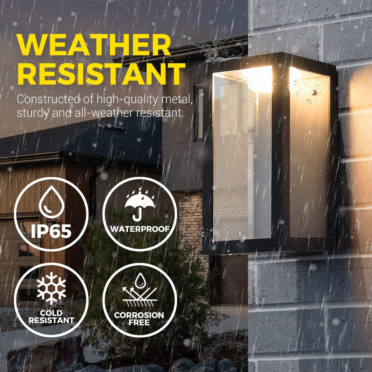 Outdoor Indoor Wall Sconce, Outdoor Wall Light, Matte Black, Clear Glass Shade, 10W, 780 Lumen