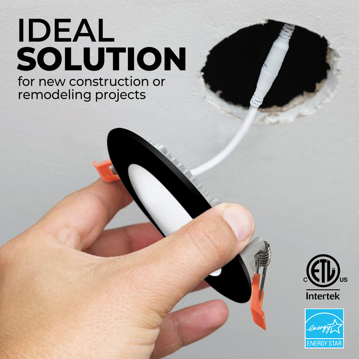 6 Inch 3 CCT LED Recessed Slim Pot Light with Junction Box, 3 CCT, 15W 1050LM