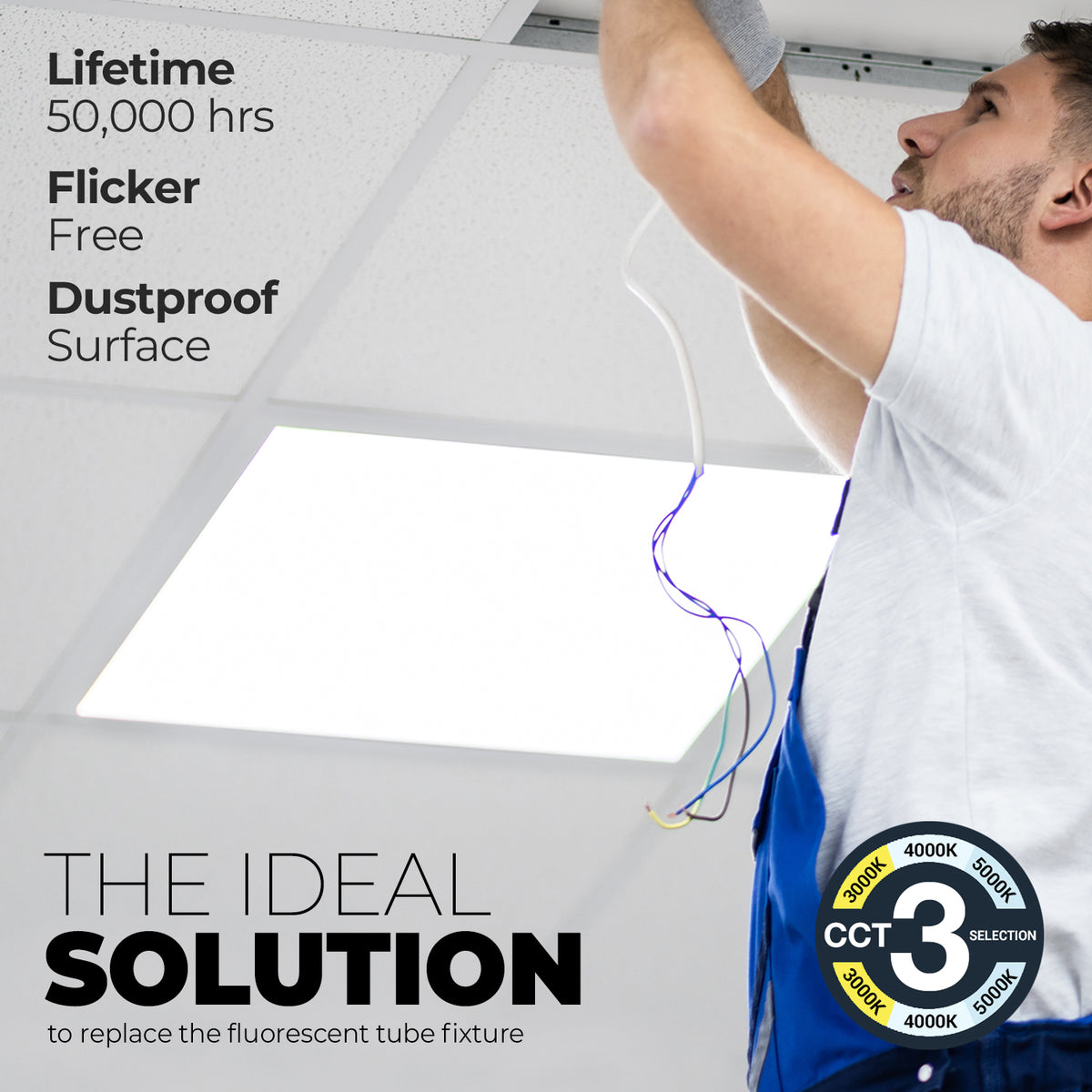 2x2 FT LED Panel Light, 30W/35W/40W, SELECTABLE WATTAGE & CCT, 3CCT, ETL, FC, CE Certified