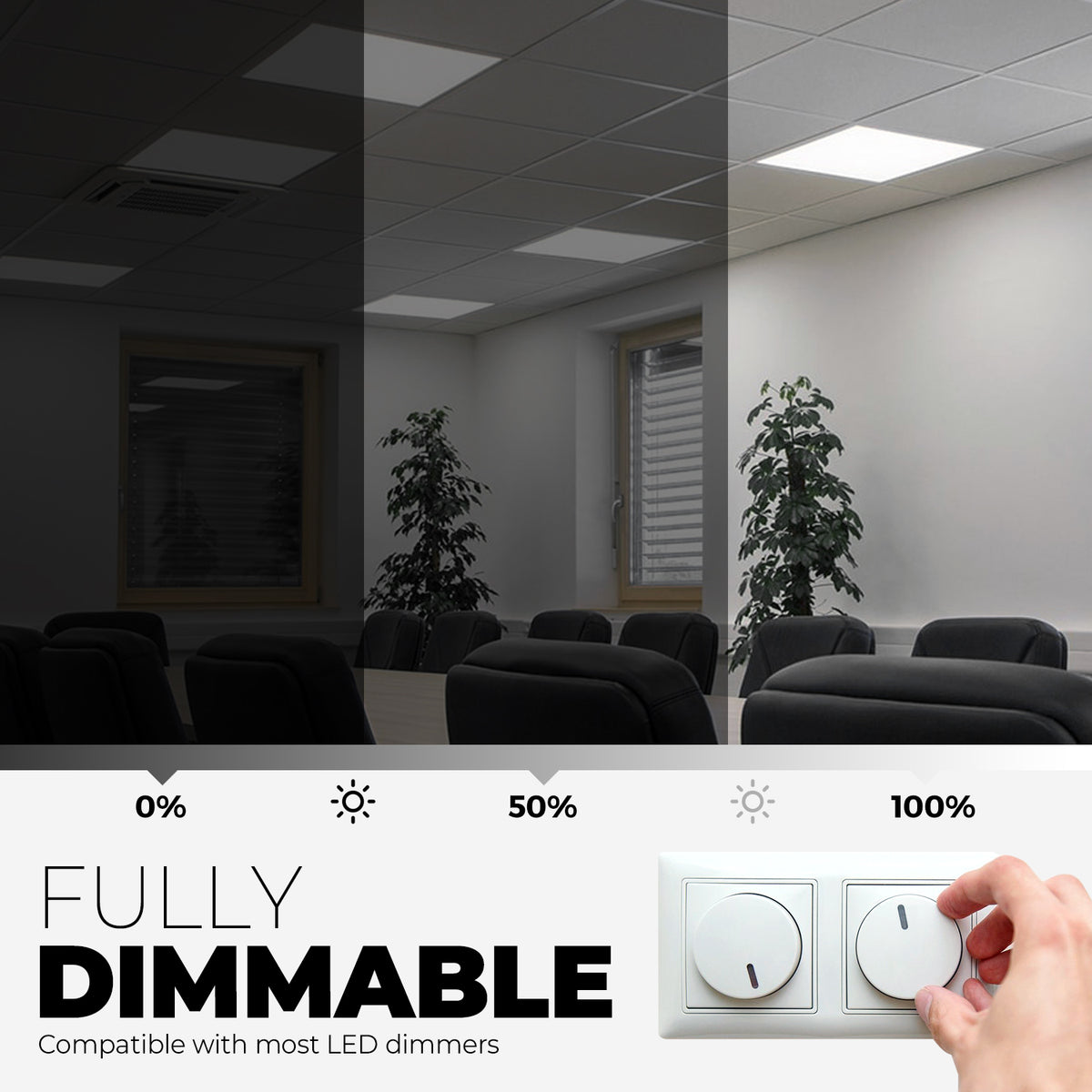 2x2 FT LED Panel Light, 30W/35W/40W, SELECTABLE WATTAGE & CCT, 3CCT, ETL, FC, CE Certified