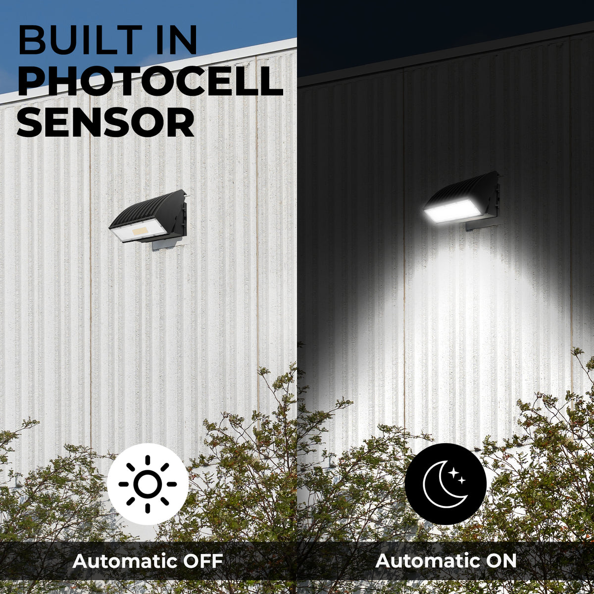 75W LED Wall Pack, 5000K 9000LM, Dusk-to-dawn Photocell, Adjustable Head, Full Cut-off Security Light, ETL listed