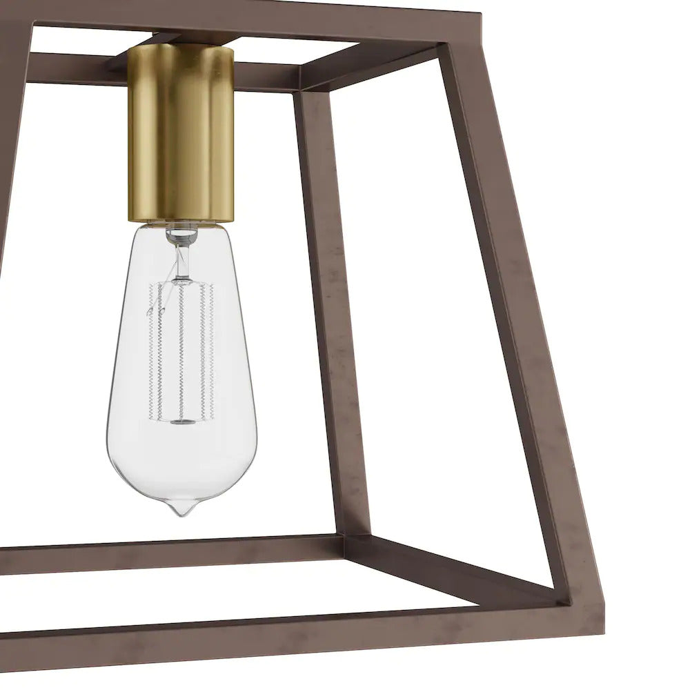 Home Decorators Collection 1-Light 60W Gold Pendant with Dark Bronze Metal Frame Shade