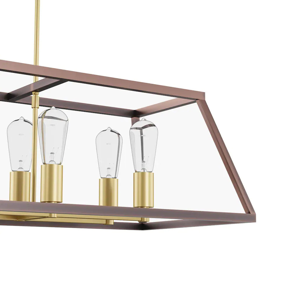 8 Light 60W Gold Pendant with Dark Bronze Metal Frame Shade