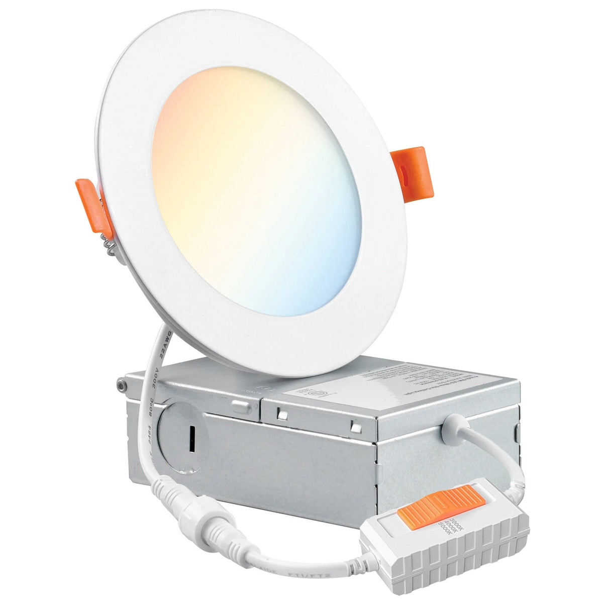 4 Inch 3 CCT LED Recessed Slim Pot Light with Junction Box, 3 CCT, 9W 750LM